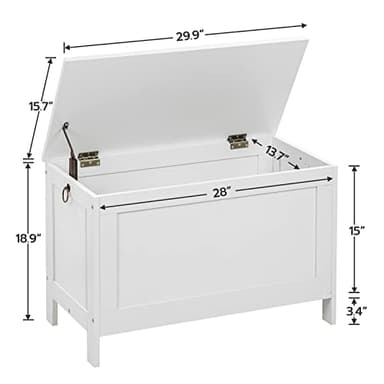 HOOBRO Toy Box, Retro Wooden Look Storage Chest with Safety Hinge, Entryway Storage Bench Supports 220 lb, 29.9 x 15.7 x 18.9 Inches Toy Chest Organizer, Easy Assembly (White) WT75CW01G1 - Image 7