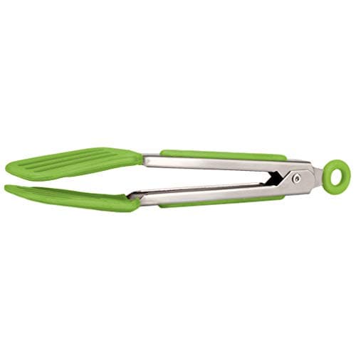 Tovolo Mini Turner Tongs, Flat Silicone Head, Easy-Lock Mechanism, Silicone Non-Slip Grip, Silicone Tongs for Cooking & Grilling, BPA-Free & Dishwasher Safe Silicone Cooking Utensils, Spring Green - Image 1