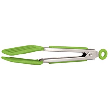 Tovolo Mini Turner Tongs, Flat Silicone Head, Easy-Lock Mechanism, Silicone Non-Slip Grip, Silicone Tongs for Cooking & Grilling, BPA-Free & Dishwasher Safe Silicone Cooking Utensils, Spring Green - Image 1
