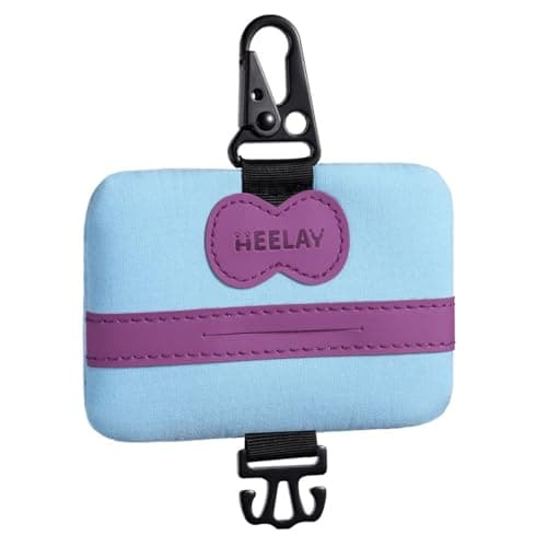 Dog Poop Bag Holder Mini,Hands Free Poop Bag Holders with Hook & Clip & Snap,Durable Dog Leash Attachment for Walking,Bags EXCLUDED,Sky Blue - Image 1