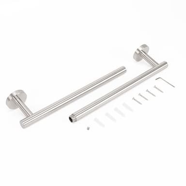 NearMoon Bath Towel Bar, Thicken Stainless Steel Shower Towel Rack Holder Wall Mounted for Bathroom, 24-lnch Overall Length-21-lnch Usable Hanging Space (1 Pack, Brushed Nickel) - Image 6