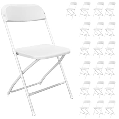 TRINEAR 20 Pack Plastic Folding Chairs White，Lightweight Folding Chair, Stackable Commercial Seats with Steel Frame for Office Wedding Party Patio Dinning Events, 350lbs Capacity - Image 1
