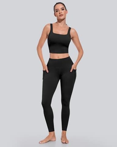 CHRLEISURE Leggings with Pockets for Women, High Waisted Tummy Control Workout Yoga Pants(5 Packs Black, M) - Image 3