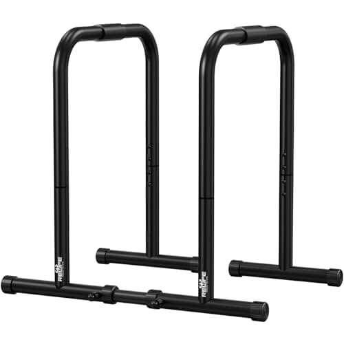 RELIFE REBUILD YOUR LIFE Dip bars &Dip Station Functional Heavy Duty Dip Stands Fitness Workout Dip bar Station Stabilizer Parallette Push Up Stand (Black) - Image 1