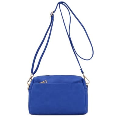 FashionPuzzle Triple Zip Small Crossbody Bag (Royal Blue) - Image 1