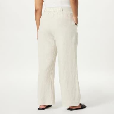 The Drop Women's Amalia Relaxed Pleated Trousers, Natural Linen, S - Image 6
