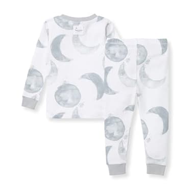 Burt's Bees Baby Baby Boy's Pajamas, 2-Piece Sleeve Tee and Long Pant Cotton PJ Set, Sizes Months to 12 Years, Hello Moon Light Blue, 3 Toddler - Image 2