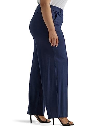 Lee Women's Plus Size Ultra Lux Comfort Any Wear Wide Leg Pant Emperor Navy 18 Plus Petite - Image 2