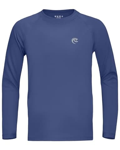 Boys UPF 50+ Swim Shirt Long Sleeve, 1 or 2 Pack UV Sun Protection Rash Guard, Youth Kids SPF Water Shirts for Beach Surf - Image 1