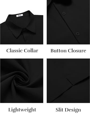 COOFANDY Mens Short Sleeve Casual Button Down Shirts Summer Lightweight Shirt Business Casual Dress Shirt Black - Image 5