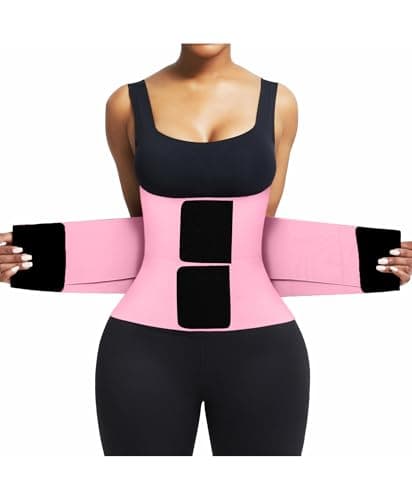 FeelinGirl Corset Perspiring Workout Waist Trainer Gym Postnatal Corset Trimmer Belt for Women Body Shaping Pink M - Image 1