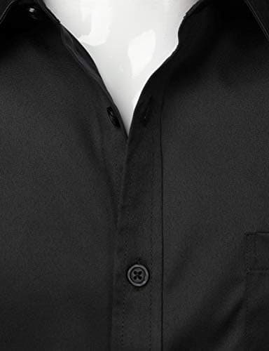 ZEROYAA Men's Casual Urban Stylish Slim Fit Short Sleeve Button Up Dress Shirt with Pocket ZLSC15-Black XXX-Large - Image 4
