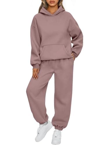 AUTOMET Sweatsuits Women 2 Piece Outfit Lounge Two Piece Sets Fall Fashion 2025 Tracksuits Oversized Sweatshirt and Sweatpants Casual Teen Girls Clothing DarkPink M - Image 1