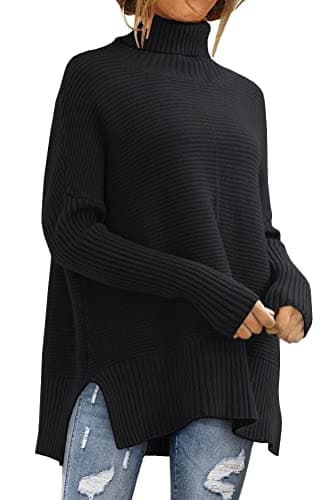 LILLUSORY Womens Turtleneck Oversized Tunic Early Fall Fashion Must Have Sweaters 2025 Casual Long Pullover Plus Size Winter Cute Poncho Cozy Work Old Money Clothes Outfits Clothing Tops Leggings - Image 1