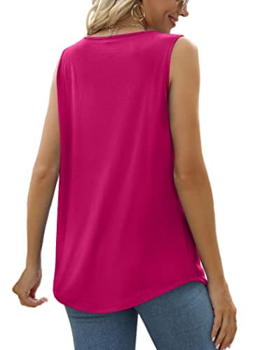 Womens Plus Size Tops Sleeveless Summer Shirts Cute Going Out Tops for Women Hot Pink 3XL - Image 4