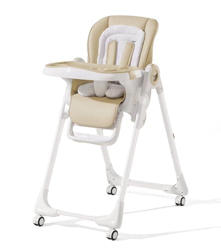 Convertible High Chairs for Babies and Toddlers, Height Adjustable Baby High Chair, High Chair with Removable Tray, Adjustable Backrest and Pedal, Portable Baby Dinning Chair with Lockable Wheels… - Image 1
