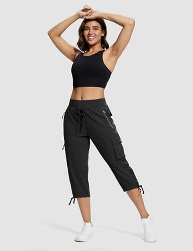 ISEEGZ Hiking Capris for Women with Pockets Lightweight Quick Dry Cargo Capri Travel Pants Women Casual Women's Capris - Image 3