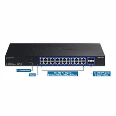TRENDnet 28-Port Multi-Gig Web Smart Switch, TEG-3284WS, 24 x 2.5G Ports, 4 x 10G SFP+ Ports, Remote Cloud Management, NDAA TAA Compliant, 200Gbs, Lifetime Protection - Image 3
