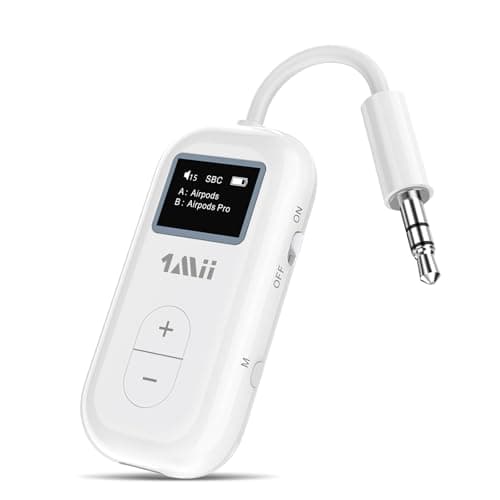 1Mii Airplane Bluetooth 5.3 Adapter for 2 Wireless Headphones, Support AD/LL/HD, 3.5mm AUX Bluetooth Audio Transmitter for TV/PC/Airplane/Gym, 25H Playtime, Essential for Airplane Travel - Image 1
