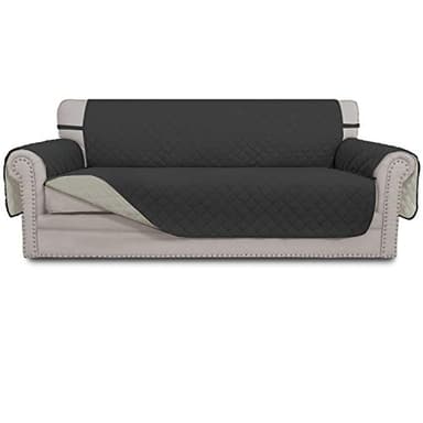 Easy-Going Reversible Oversized Couch Cover for 3 Cushion Couch Sofa Cover for Dogs Water Resistant Furniture Protector Cover with Foam Sticks for Pet (Oversized Sofa, Darkgray/Beige) - Image 1