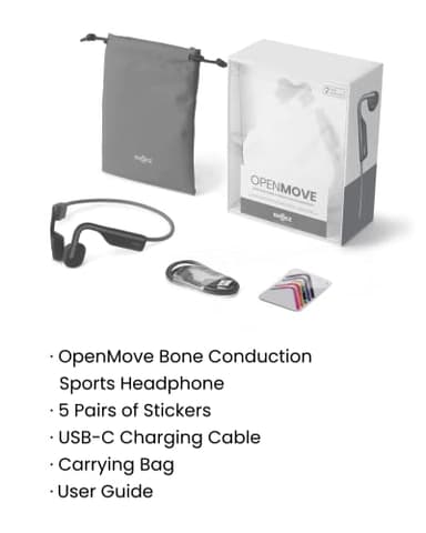 SHOKZ OpenMove - Open-Ear Bluetooth Sport Headphones, Bone Conduction Wireless Earphones, Sweatproof for Running and Workouts, with Sticker Pack, Grey - Image 9