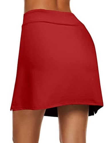 Ekouaer Women Skort for Golf Tennis Gym Running Workout Exercise Hiking Skirts with Underneath Red - Image 4