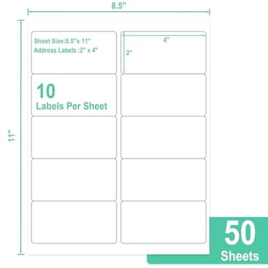 L LIKED 2" x 4" Label Stickers, Printable White 10 per Sheets Total 300 Labels, for Laser/Inkjet Printing - Matte (300 Labels) - Image 2