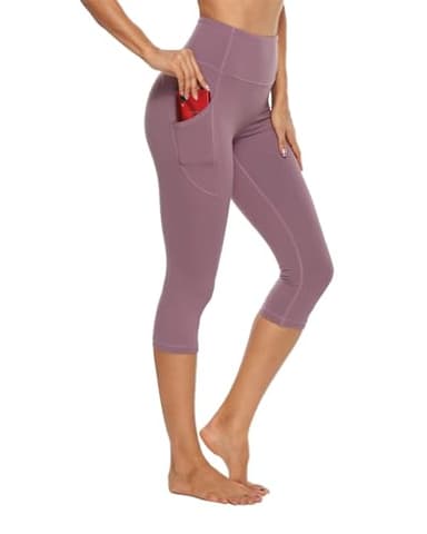 Stelle Womens High Waisted Legging Yoga Pants with Pockets for Workout(Dusty Lavender,S) - Image 1