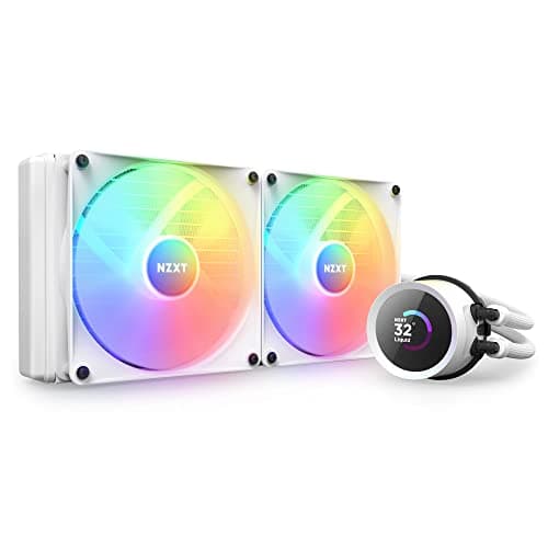 NZXT Kraken 280 RGB - RL-KR280-W1-280mm AIO CPU Liquid Cooler - Customizable 1.54" Square LCD Display for Images, Performance Metrics - High-Performance Pump - 2 x F140 RGB Core Fans - White - Image 1