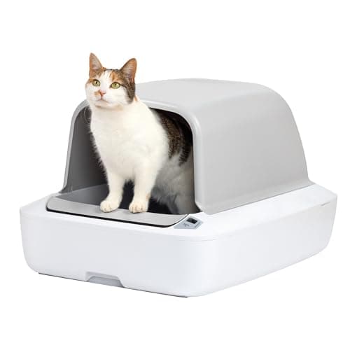 PetSafe ScoopFree Crystal Pro Automatic Self Cleaning Cat Litter Box System – Enclosed Front-Entry – Advanced Odor Control – Includes 1 Disposable Crystal Litter Tray – White (PAL00-18017) - Image 1
