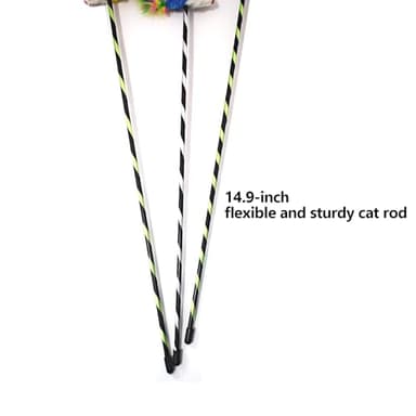 IUHKBH 3 PCS Cat Wands with Mice Long Cat Teaser Wands for Cats Kittens Having Fun Exerciser Playing - Image 4