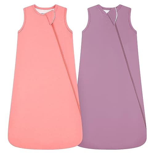 HAPIU Unisex Rayon Made from Bamboo Baby Sleep Sack TOG 1.0, 2-Way Zipper YKK, Wearable Blanket Baby, 6-18 Months,Strawberry Ice&Tulipwood - Image 1