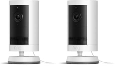 Introducing Ring Outdoor Cam Plus, Plug-In — Wide-Angle 2K Video with Ring Vision, Low-Light Sight for full-color night vision, Mount-anywhere versatility, 2-Pack, White - Image 1