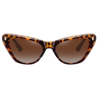 Fozono Trendy Retro Cat Eye Sunglasses for Women Classic Stylish 90s Vintage Cute Shades Designer Sunnies UV400 Lens Leopard Frame/Gradient Brown Lens - Image 1