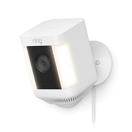 Ring Spotlight Cam Plus, Plug-In | Home or business security with HD video, Two-Way Talk, Color Night Vision, and Security Siren (2022 release) - White - Image 1