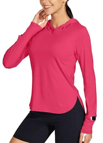 Willit Women's Sun Shirts Hoodie UPF 50+ SPF Long Sleeve Hiking Lightweight Quick Dry UV Protection Outdoor Clothing Rose Red XXL - Image 1