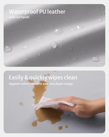 Blissful Diary Vegan Leather Baby Changing Pad with Waterproof & Wipe-Clean PU Cover, Standard Size Cozy Diaper Changing Pad for Dresser and Table, Light Gray - Image 2