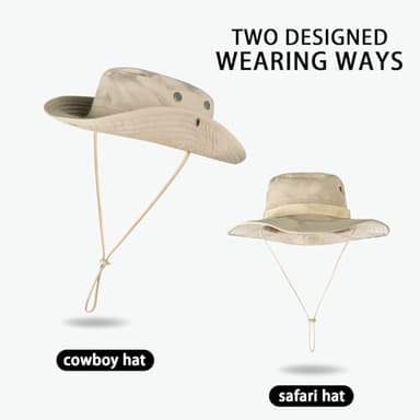 Sun Hats for Men Women Bucket Hat UPF 50+ UV Protection Boonie Hat for Safari Fishing Hiking Garden Beach Beige - Image 2