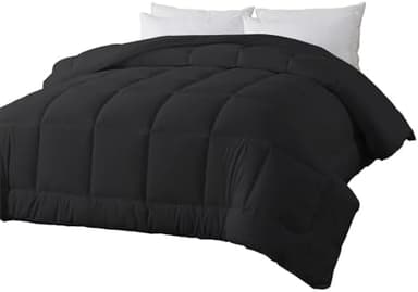 BedTreat Down Alternative Duvet Insert with Corner Tabs, All Season Quilted King Comforter Box-Stitched Black, Machine Washable Microfiber Bedding - Image 3