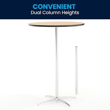 Flash Furniture Lars 30'' Round Wood Cocktail Table with 30'' and 42'' Columns, Adjustable Wood Standard or Bar Height Tall Round Table for Events or Home Use, Natural - Image 9