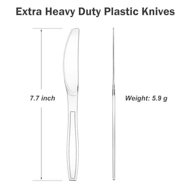 Dealusy 360 Count Extra Heavy Duty Clear Plastic Knives Disposable, BPA-Free, Heat Resistant, Solid and Durable Disposable Knives Bulk, Premium Plastic Knives heavy duty for Party Supply - Image 2