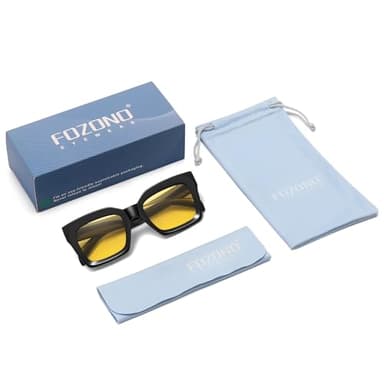 Fozono Narrow Square Sunglasses for Women Trendy Classic Retro Sunnies Small Faces FZN820 Black/Night Vision - Image 6