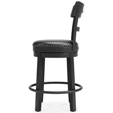 Signature Design by Ashley Valebeck Faux Leather Pub Height Swivel Barstool, 24.38" Seat Height, Black - Image 7
