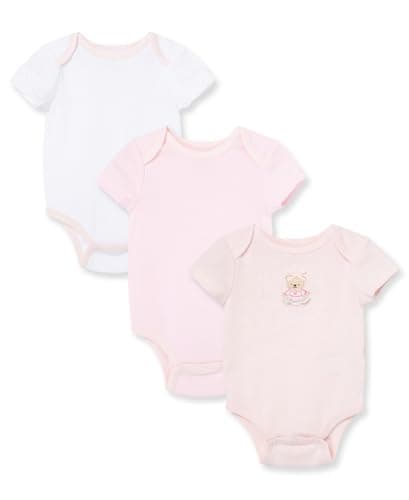 Little Me Baby-Girls Newborn Sweet Bear 3 Pack Bodysuit, Pink/Multi, 9 Months - Image 1