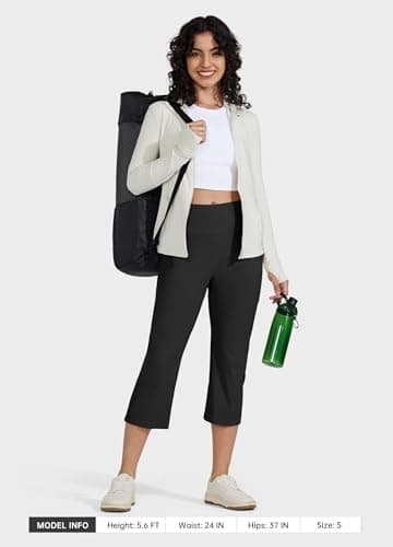 Willit Women's Yoga Capris Pants High Waist Leggings Crop Straight Leg Athletic Exercise Workout Capris 21" Black 3XL - Image 6