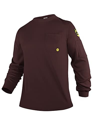 PTAHDUS FR Shirts for Men, 7.1oz Flame Resistant Clothing Long Sleeve FRC Welding Shirts, NPFA2112 100% Cotton Fire Retardant Clothes(7.1oz Burgundy,3X-Large) - Image 1