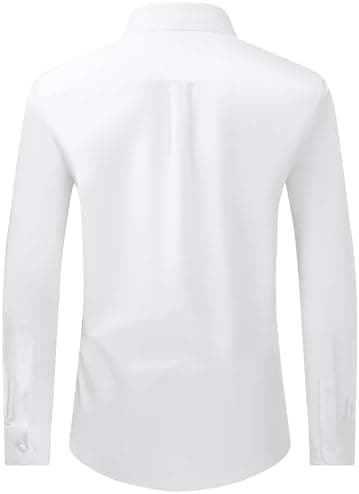 Alimens & Gentle Men's Dress Shirt Regular Fit Stretch Stain Shield Long Sleeve Solid Business Wedding Button Down Shirts - Image 5