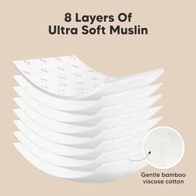 5-Pack Muslin Burp Cloths Baby Boy, Girl - Very Absorbent Baby Burp Cloth Rags, 8-Layers Viscose Derived from Bamboo Cotton Muslin Towel, Super Soft Spit Up Rags, No Shrink Washcloths (Nordic) - Image 4