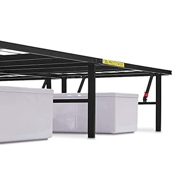 Amazon Basics Bed Frame with Storage, Foldable Metal Platform, Sturdy Steel, No Box Spring Needed, 14-inch High, Tool-Free Setup, Queen Size, Black - Image 10