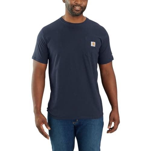 Carhartt Men's Force Relaxed Fit Midweight Short-Sleeve Pocket T-Shirt, Navy, X-Large - Image 1